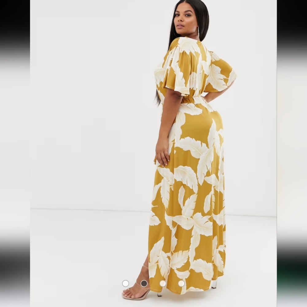 ASOS DESIGN Curve floral flutter sleeve maxi dress - Picture 2 of 7